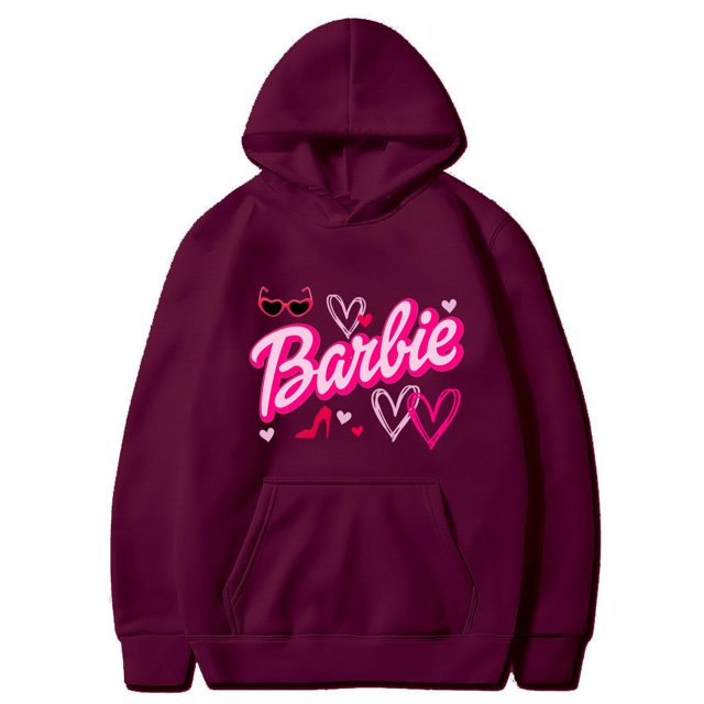 Barbie Pattern Ebay Plus Velvet Sweatshirt Pocket Drawstring Print Hoodie