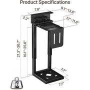 monTEK Adjustable Under Desk PC Mount, Clamp-On CPU Holder with Protective Pads, Fits Most PC Towers, Space-Saving Design, Black