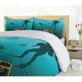 thumbnail image 5 of Ambesonne Deep Sea Duvet Cover Sets, Divers and Sunken Ship, 2-King, Aqua Dark Teal Marigold, 5 of 7
