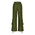 thumbnail image 5 of Ndbuld Cargo Pants Women Summer Fashionable Solid Color Straight Leg Low Waist Pocket Workwear Pants,S,Army Green, 5 of 6