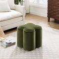 thumbnail image 2 of Zesthouse 18.5″ Velvet Fabric Ottoman, Modern Ottoman Coffee Table for Living Room, Flower Shaped Foot Stools, Upholstered Footrest Stool for Couch, Olive Green, 2 of 10