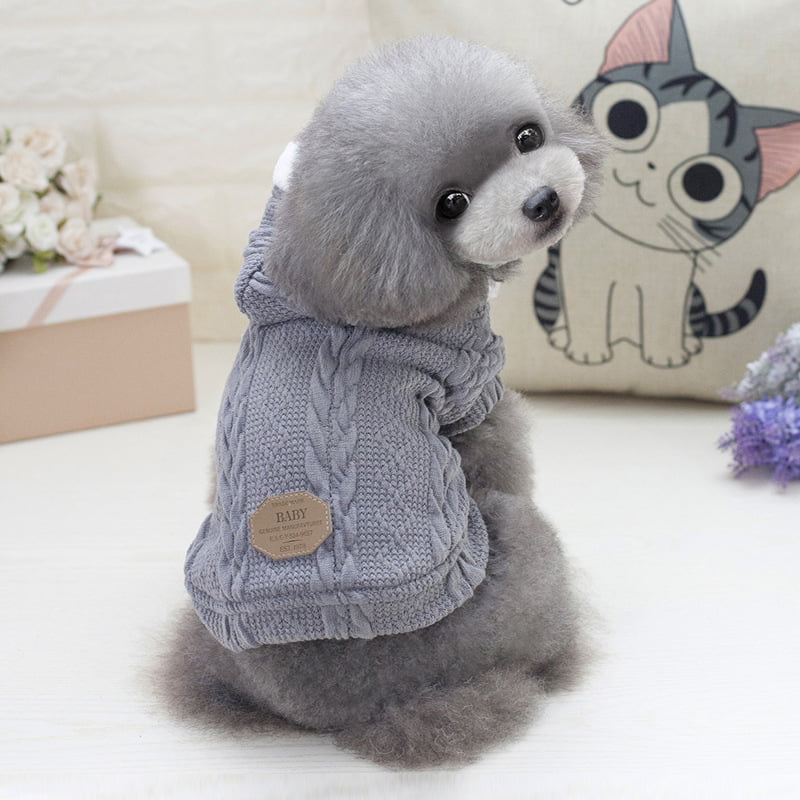 Classical Pet Hooded Sweaters for Dogs, Winter Warm Clothes Straw-Rope Jacket Coats for Puppy ...