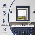 thumbnail image 5 of ANGELES HOME 33" x 32" Wall-Mounted Vanity Mirror, Solid Wooden Framed Makeup Mirror, Bathroom Wall Mirror for Bedroom Living Room Entryway, Navy Blue, 5 of 10