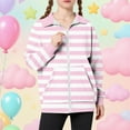 thumbnail image 2 of MKOSPLRT Zip Up Sweatshirts Jacket Kids 5-15Y Striped Casual Jackets Long Sleeve Stand Collar Fall Jacket with Pocket for Girl Boy, 2 of 7