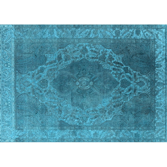 Ahgly Company Indoor Rectangle Oriental Light Blue Industrial Area Rugs, 2' x 4'