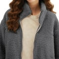 thumbnail image 4 of FAVIPT Maternity Coats for Women Fleece Lined Winter Warm Jacket with Baby Carrier Pocket Zip Up 2-in-1 Plush Outerwear Dark Gray,M, 4 of 8