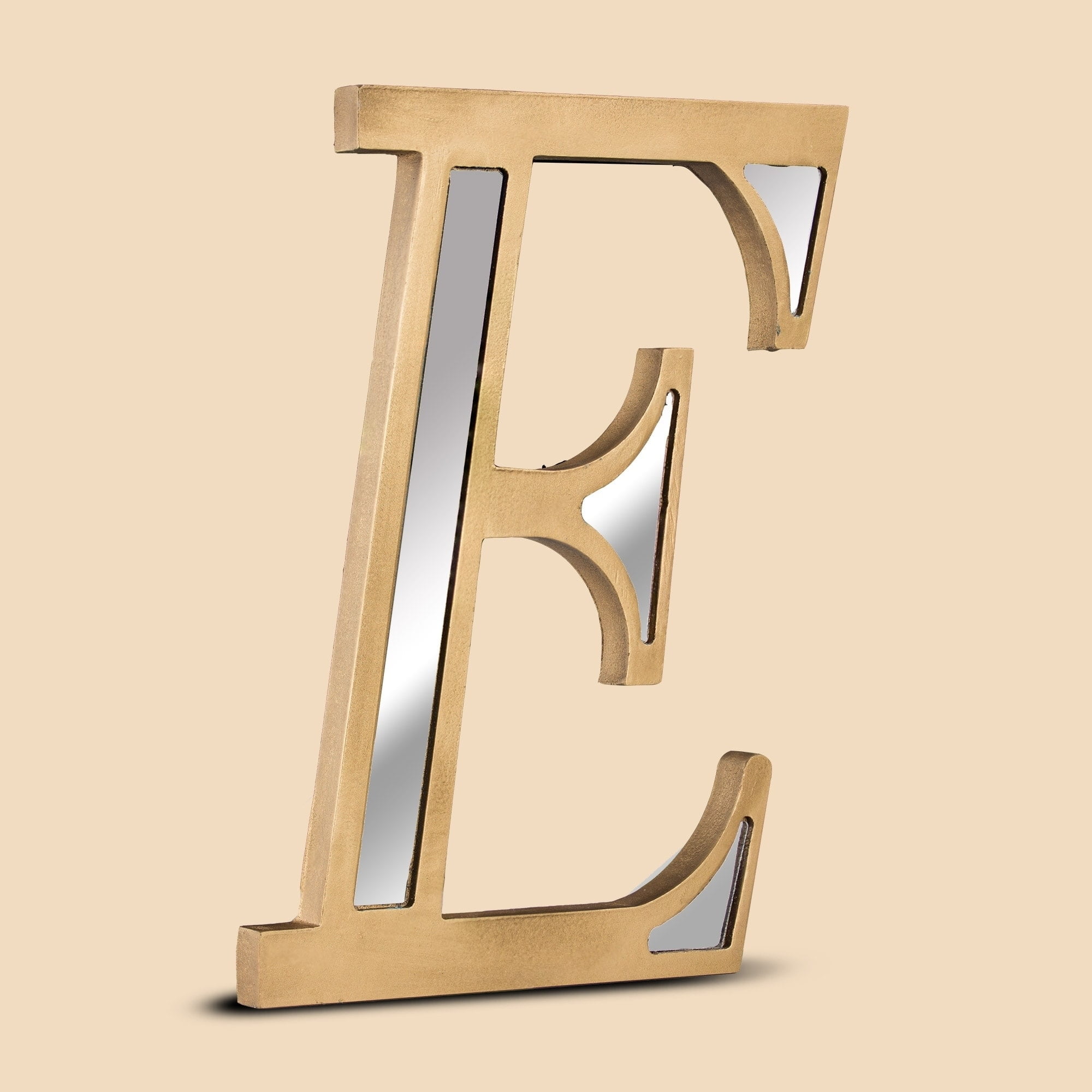 American Art Decor Gold Wall Letter With Acrylic Mirrors Hanging Initial E