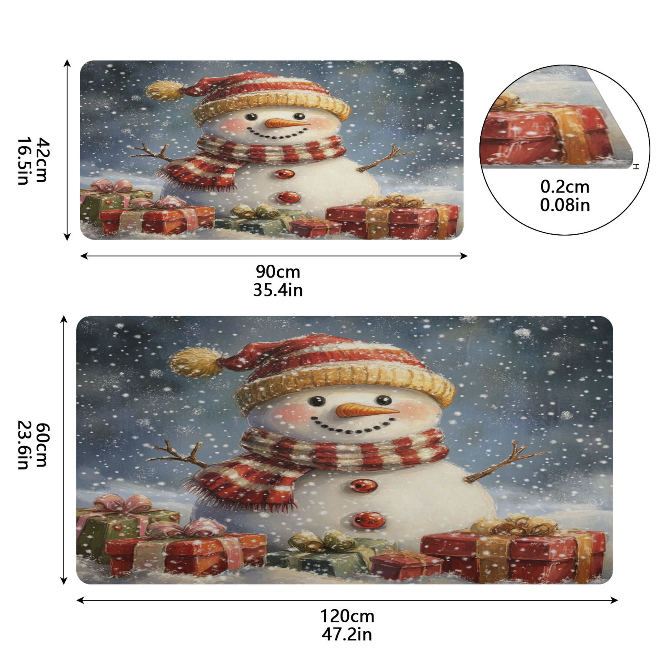 Wobogo Snowman Gift Gaming Mouse Pad Non-slip Leather Desk Mat Water Resist Keyboard Pad for Gamer Office 16.5×35.4in