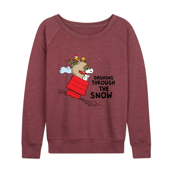 Peanuts - Dashing Through The Snow - Women's Lightweight French Terry Long Sleeve Shirt