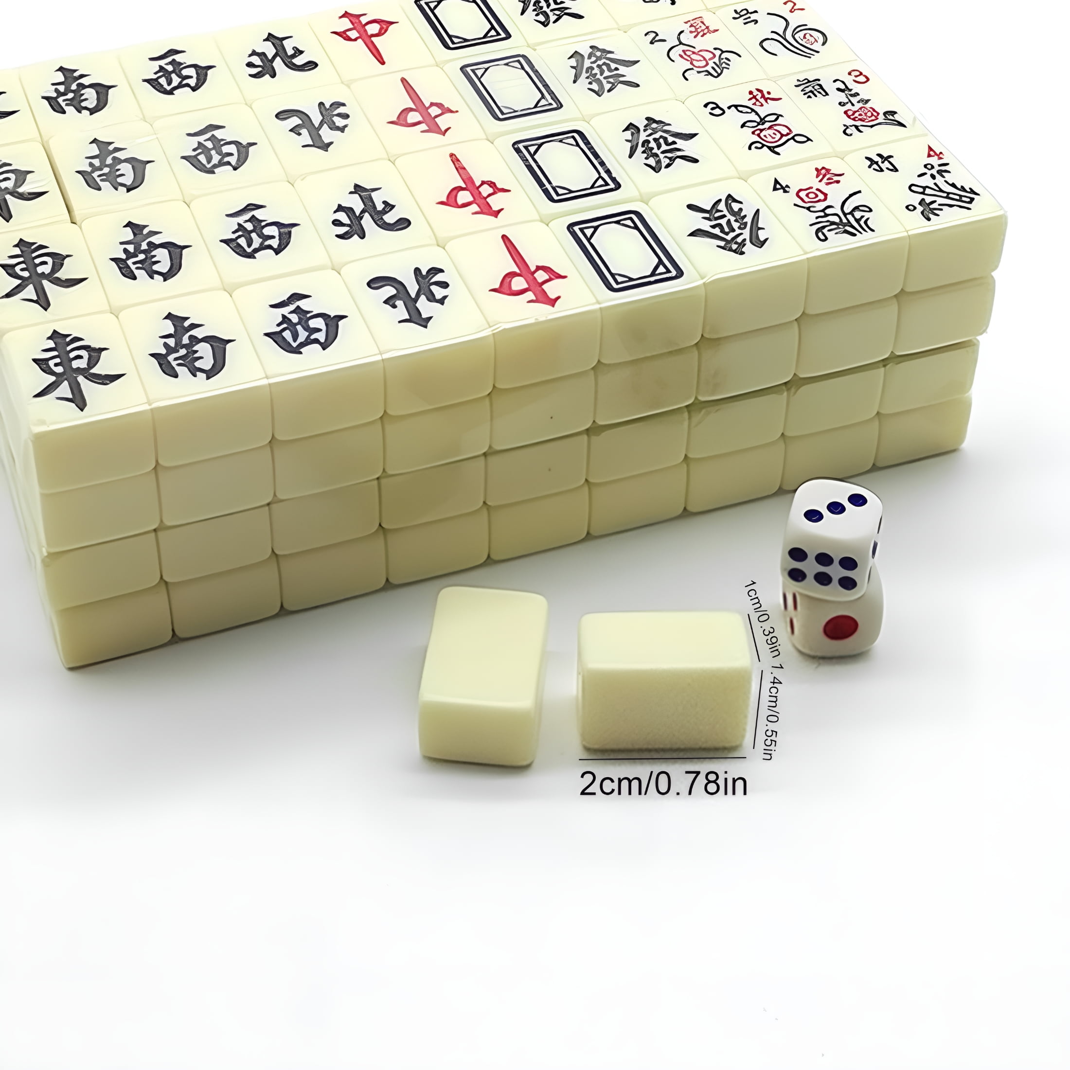BESTSKY Portable Mah Jong Game Set Chinese Traditional Mahjong + English Instruction