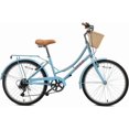 thumbnail image 3 of ACEGER 24 inch woman bike, 7 speed bicycle with rattan basket and rear rack, blue, 3 of 5