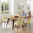thumbnail image 3 of Homy Casa 63 inch Dining Table Set with 1 Table and 4 High-Back Chairs, Modern Walnut Wave Edge Tabletop, Beige Fabric Upholstery, 3 of 10