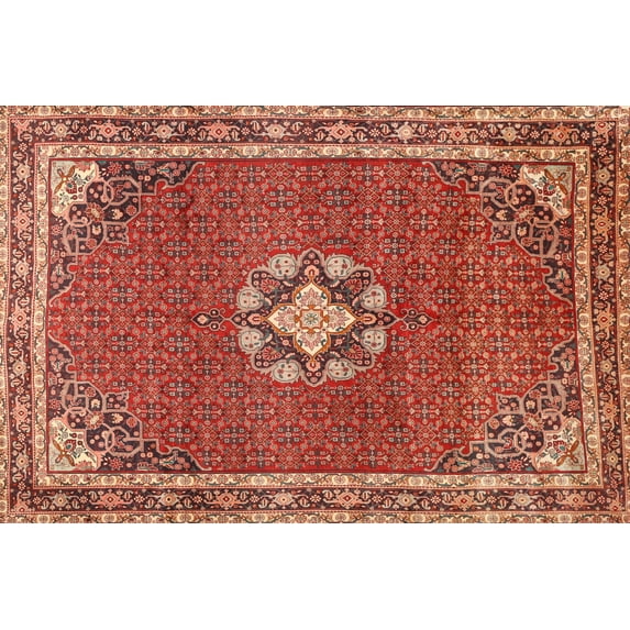 Ahgly Company Indoor Rectangle Traditional Sunrise Orange Medallion Area Rugs, 8' x 10'