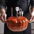 thumbnail image 3 of Pumpkin Dutch Oven,Dutch Oven Pot with Lid - Enamel Coated Non-Stick, Ovens, Marinating, Refrigerating, Baking, Halloween Thanksgiving Decorative Gift, 3 of 7