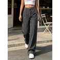 thumbnail image 5 of Floral Print Women Long Jeans Wide Leg Casual Denim Pants, 5 of 6