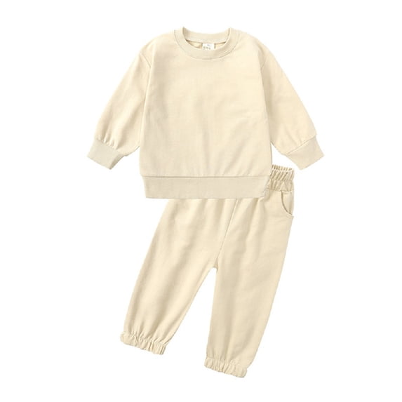 Esaierr 2Pcs Boys Girls Tracksuits Sweatshirt Outfits for Toddler Baby Kids Solid Color Long Style Spring Autumn Outfits Jackets for 12M-13Y