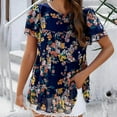 thumbnail image 5 of Taqqpue Womens Summer Tunic Tops Ruffle Sleeve Floral Babydoll Peplem Tops Round Neck Tiered T Shirts Tunic Blouses Short Sleeve Shirts for Women, 5 of 8