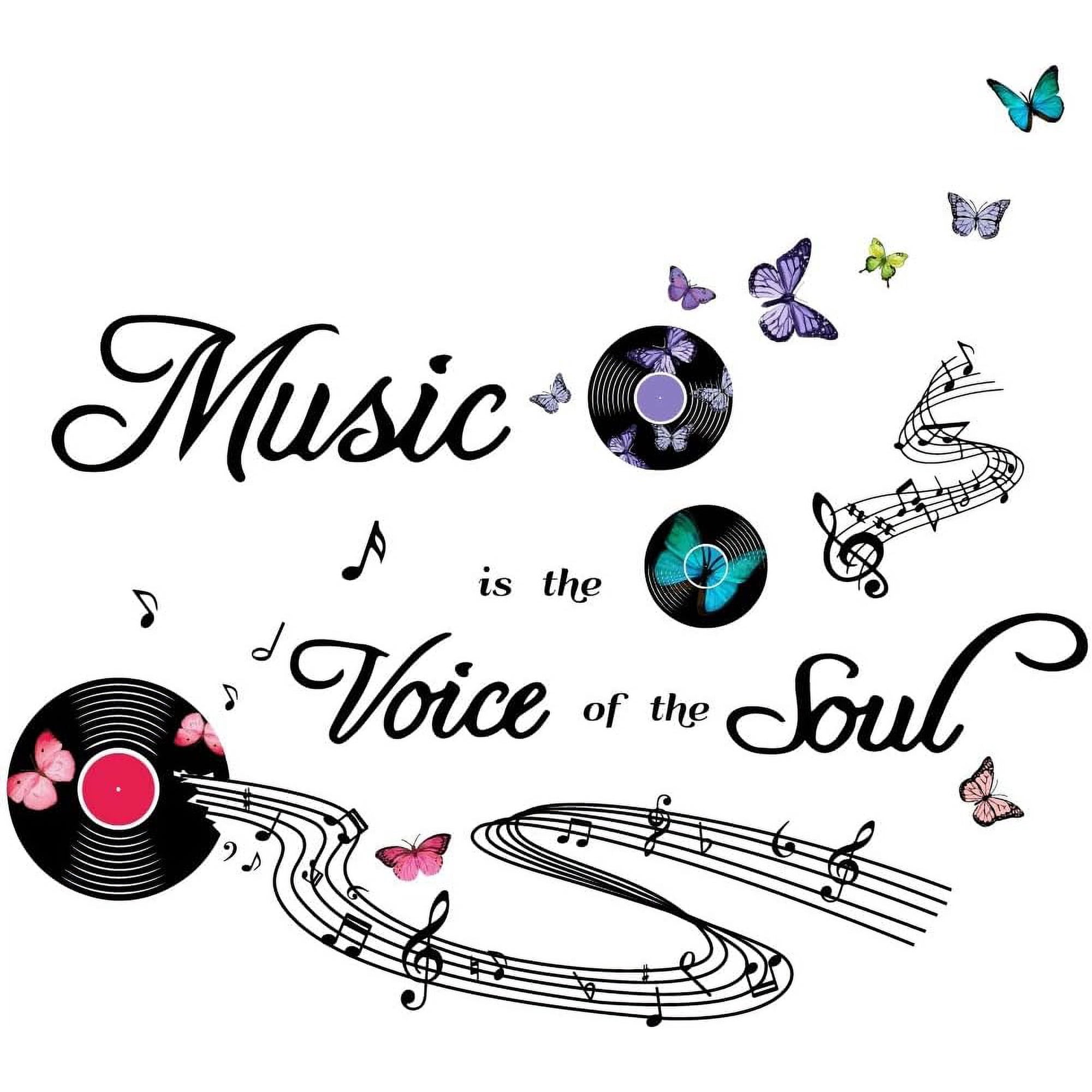 Music Wall Stickers Music is The Voice of The Soul Records Musical Score Wall Decal Sticker Quotes Sayings Musical Symbols Words Butterfly Arts for Nursery Classroom Studio Black 1pc