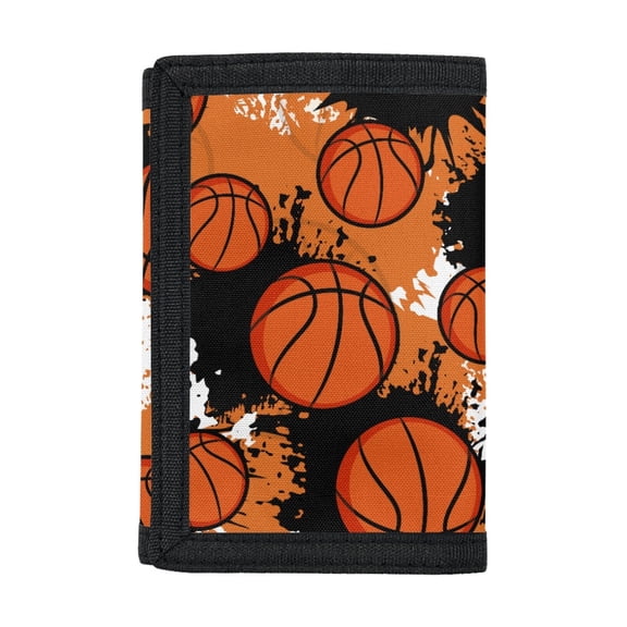 FUIALDOLG Children's Wallet Basketball Splash Foldable Coin Storage Bag for Sports, Polyester Compact Kids Trifold Wallet