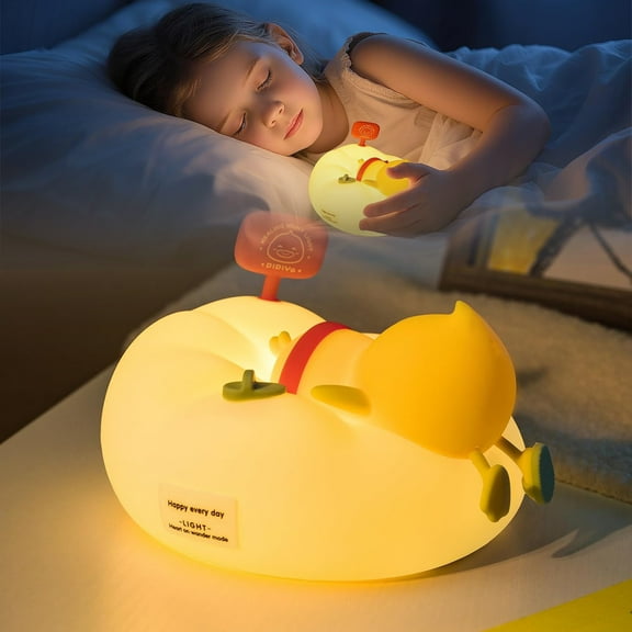 Duck Lamp, Cute Duck Night Light, 3 Levels Dimmable Ducky Night Lamp, LED Squishy Animal Light for Kids Sleep, Rechargeable Bedside Touch Silicone Lamp, Unique Dorm Decor Gift Toy