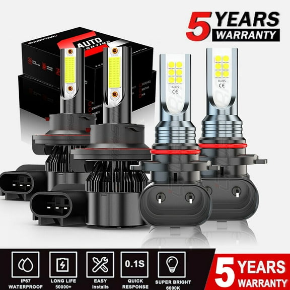 For 2004-2014 Ford F150 10000K LED Headlight Hi/Lo Fog Light 4 Bulbs H13 H10 Kit