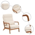 thumbnail image 4 of Tcbosik Upholstered Lounge Chair, Beige Linen Fabric Accent Armchair with High Back, Solid Wood Frame & Waist Pillow, Ergonomic Leisure Seat for Living Space, 4 of 9