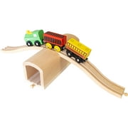 Wooden Train Track Over & Under Tunnel Bridge - Easy-Connect Overpass Railway - Compatible with Thomas, BRIO, Melissa & Doug, KidKraft | Best Accessories and Scenery Toys for Boys/ Girls
