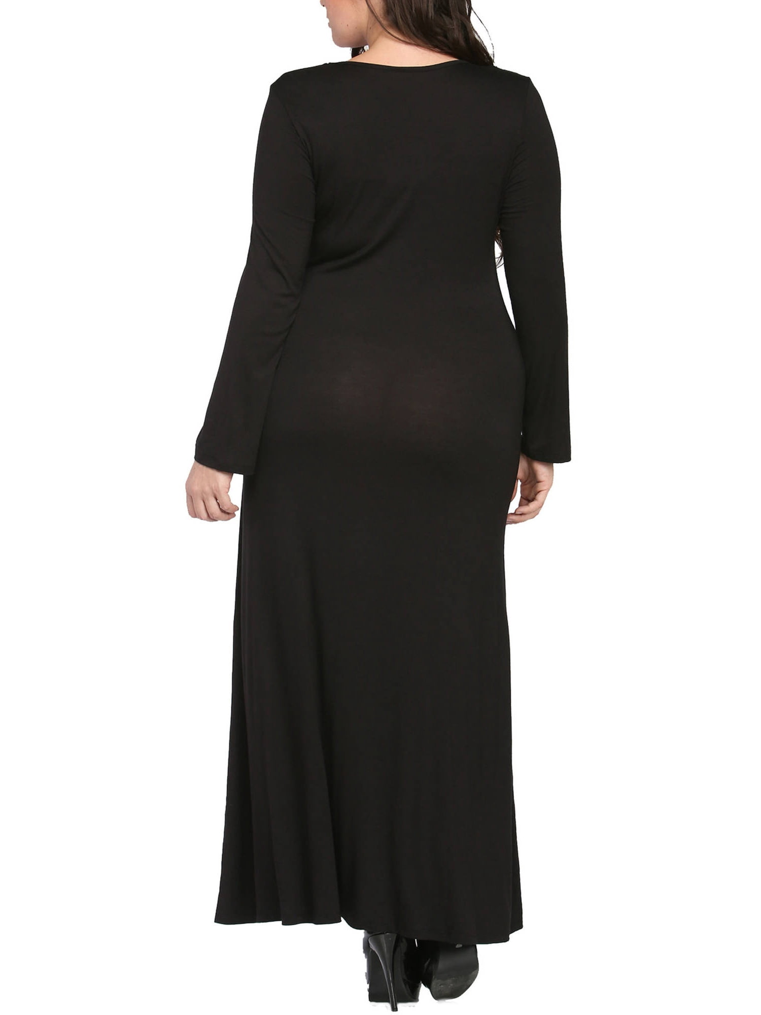 Women's Plus Size Long Sleeve Scoop Neck Maxi