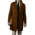 thumbnail image 3 of IYTR Men's Wool Peacoat Winter Warm Long Sleeve Classic Trench Coat Button Up Outerwear Jacket Brown L, 3 of 5