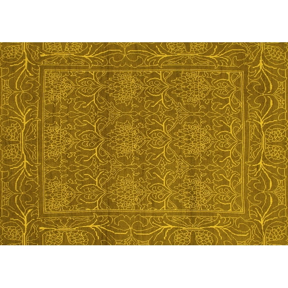 Ahgly Company Indoor Rectangle Abstract Yellow Modern Area Rugs, 5' x 7'