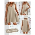 thumbnail image 3 of ZXSXSY Women's V Neck Sleeveless Flowy Hem Mini Swing Dress, 3 of 5
