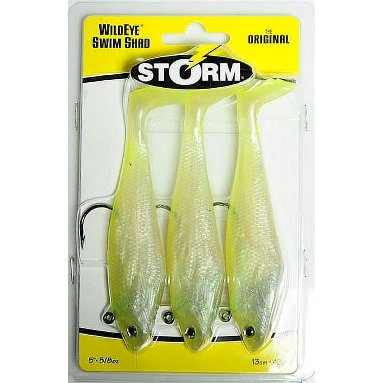 Storm WildEye Swim Shad 5 Fishing Lure 5/8oz Shiner Chartreuse Silver 3 pcs