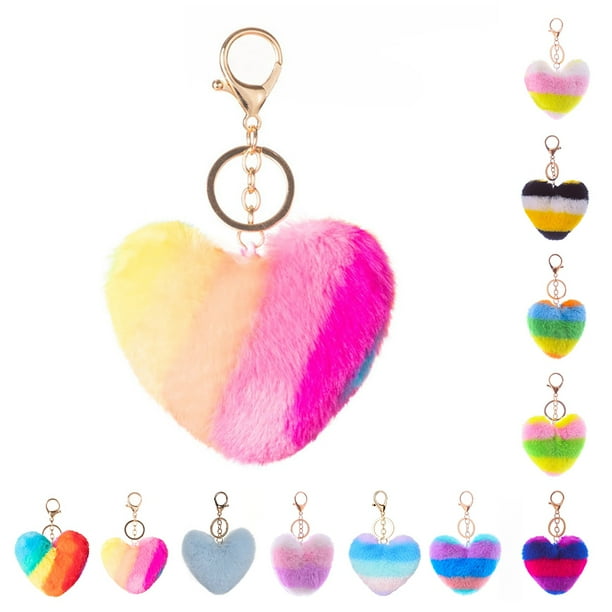 Fluffy store heart keychain