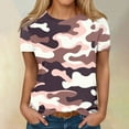 thumbnail image 2 of ADSSDQ Blouses For Women Business Casual Dressy Tops Short Sleeve Funny Shirts Athletic O-Neck Camouflage Tee Shirt Spring Bohemian Clothes Pink L, 2 of 5