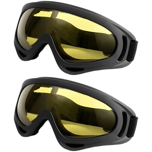 2 Pack Motorcycle Goggles, Anti-Fog Yellow Lens Dirt Bike Goggles, Windproof Dustproof Motocross Glasses for Off-Road Riding Skiing Racing ATV Sports