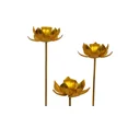 thumbnail image 2 of Kreative Art's Lotus 1 Candle Stand Set of 3, Gold Leafing, Housewarming Decor, 2 of 5