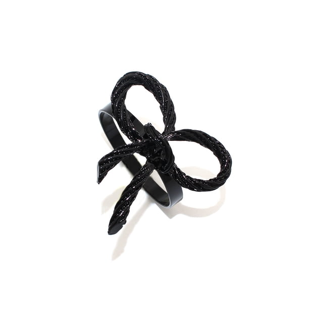 Xiao Hua Servilleteros de metal con hebilla y lazo para hotel, decoración de escritorio, 6 unidades (negro)