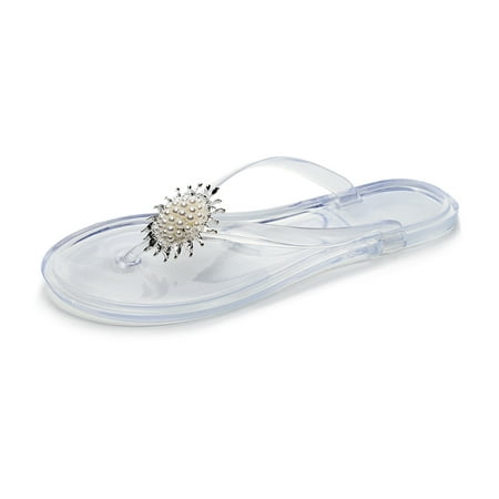 

Sentuca Women s Summer Jeweled Rhinestone T-Strap Flat Sandals Beach Flip Flop Shoes