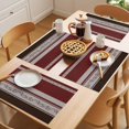 thumbnail image 5 of Red Floral Placemats Set of 8 Modern Farmhouse Leaves Brown Striped Place Mats Indoor Wipeable Table Mats Washable Cloth Dining Table Placemats for Kitchen Holiday Party Home Decor 13x19 Inch, 5 of 9