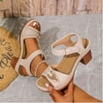 thumbnail image 2 of LOVZFMLL Women's Chunky Block Heel Sandals Hollow Open Toe Ankle Strap for Summer Casual Outdoor Walking Beach Vacation Beige 5.5, 2 of 9