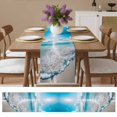 thumbnail image 4 of Summer Beach Blue Ocean Table Runner 13x90in Non-Slip Cotton Linen Table Runners, Seaside Waves Dresser Scarves TableRunner for Dinner Kitchen Dining Wedding Party, 4 of 9