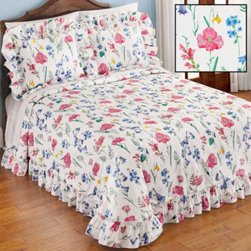 Clara Plisse Garden Ruffled BedspreadTwinMulticolor