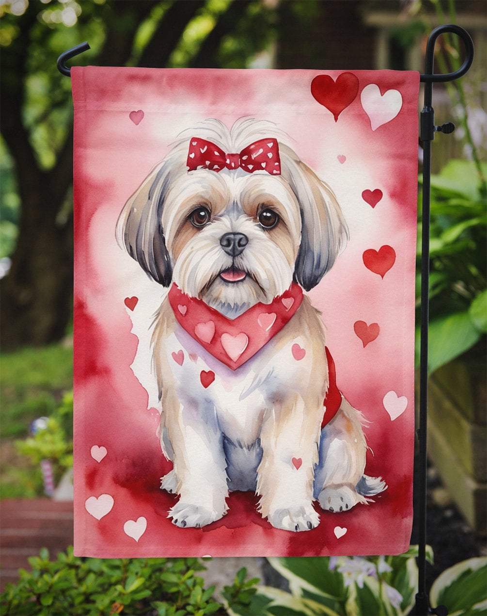 Lhasa Apso My Valentine Garden Flag 11.25 in x 15.5 in