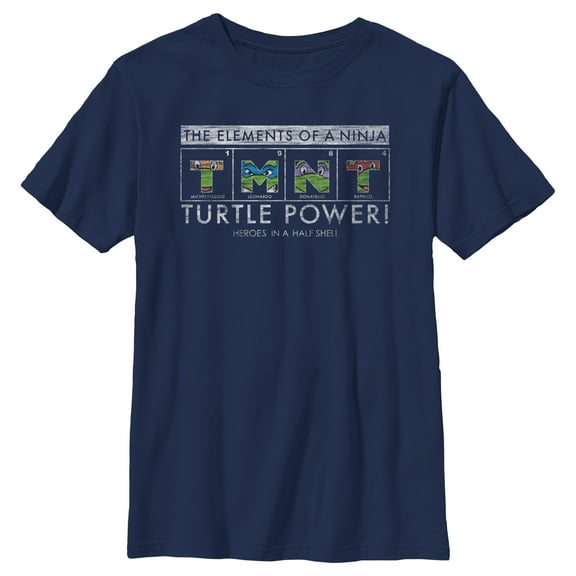 Boy's Teenage Mutant Ninja Turtles Distressed The Elements of a Ninja Graphic Crop T-Shirt Navy Blue Medium