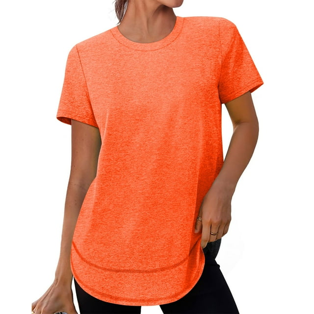 Chemise à Manches Courtes anti-UV pour Femmes, Haut en Polyester à Col Rond pour Activités Extérieures de Printemps et Tenue Décontractée