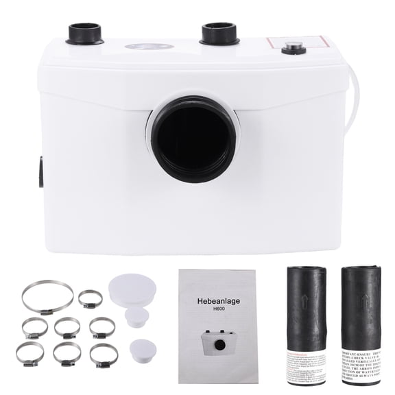 600W Macerator Pump Sewerage Disposal System Featuring 4 Water Inlets for Toilet, Basement, Shower, Sink, Laundry, and Bathtub