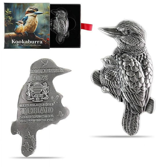 2024 Chad 1 oz Silver Kookaburra Shaped High Relief Coin .999 Fine