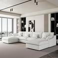 thumbnail image 2 of The Magic Home 4-Seater Cloud Modular U-Shaped Linen Sectional Sofa, White, 2 of 14