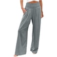 thumbnail image 1 of Pantalones de verano para mujer, pantalones holgados de pierna ancha y cintura alta con bolsillos laterales, a la moda para mujer (2XL), 1 of 5