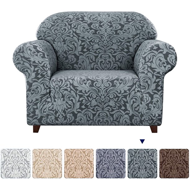 Subrtex 1Piece Jacquard Damask Stretch Armchair Slipcovers (Grayish